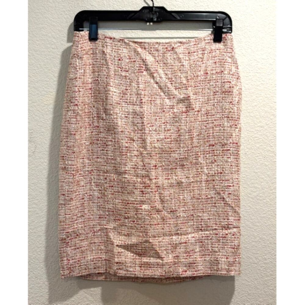 Ann Taylor NWT Pink Tweed Above Knee Pencil Skirt Size 4P